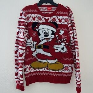 Mickey Mouse Santa Ugly Christmas Sweater Fair Isle Snowflakes medium